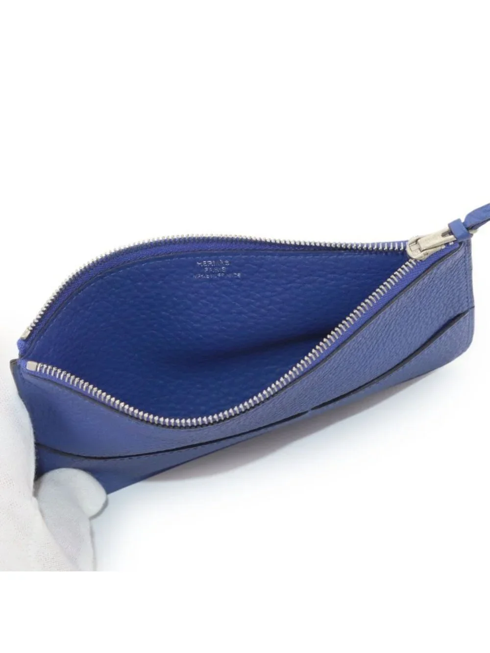 Hermes Dogon GM Bifold Wallet Togo Blue Electric Silver